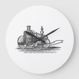 Grande Horloge Ronde Vintage 1800 s Steam Fire Engine Antique Fire Truc