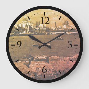 Grande Horloge Ronde Vintage Angleterre Londres Thames river skyline ci