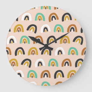 Grande Horloge Ronde Vintage arc-en-ciel biologique