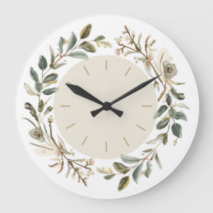 Grande Horloge Ronde Vintage Botanical Floral Wall Clock