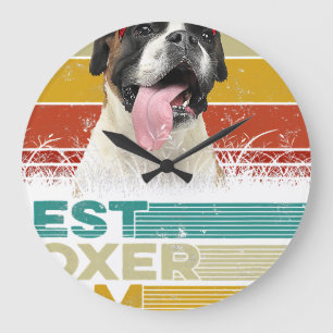 Grande Horloge Ronde Vintage Boxer Chien Animaux Adulte Propriétaire d'