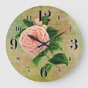 Grande Horloge Ronde Vintage Camellia Botanique
