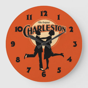 Grande Horloge Ronde Vintage Charleston Sheet Music Art
