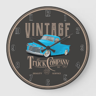 Grande Horloge Ronde Vintage classique Blue Truck