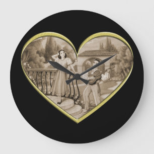 Grande Horloge Ronde Vintage couple Romance, homme et femme amour