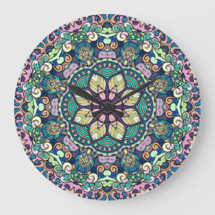 Grande Horloge Ronde Vintage Damask : Elegant Seamless Motif