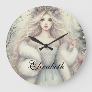 Grande Horloge Ronde Vintage Elegant Winter Princess Fairytale
