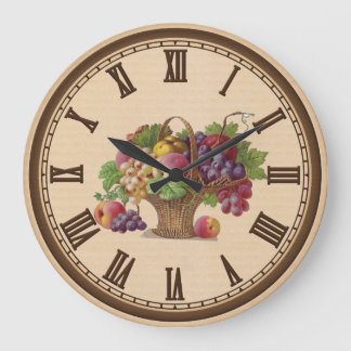 Grande Horloge Ronde Vintage Fruit Basket kitchen wall clock