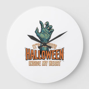 Grande Horloge Ronde Vintage Halloween à l'intérieur de mon cœur Monstr