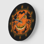 Grande Horloge Ronde Vintage Halloween Jack O'Lantern (Angle)