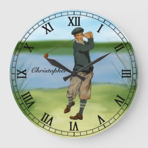 Grande Horloge Ronde Vintage look Golfer Golf swing