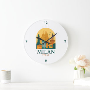 Grande Horloge Ronde Vintage Milan Italie Voyage Duomo rétro