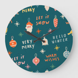 Grande Horloge Ronde Vintage Noël 2020 : Motif ornemental