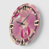 Grande Horloge Ronde Vintage, Orchidée (Angle)