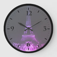 Vintage Paris Fontaines Tour Eiffel nuit Large Cl