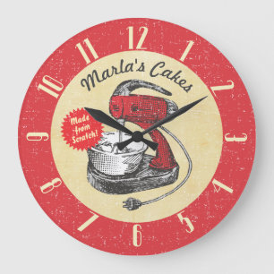 Grande Horloge Ronde Vintage retro stand mixer cuisine personnalisée la