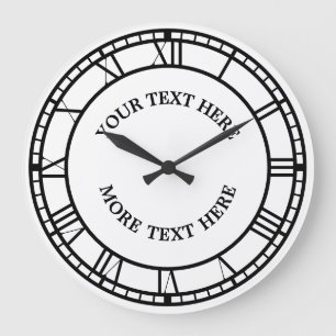 Grande Horloge Ronde Vintage Roman Numerals