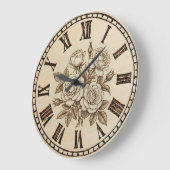 Grande Horloge Ronde Vintage Rose Wall Clock (Angle)
