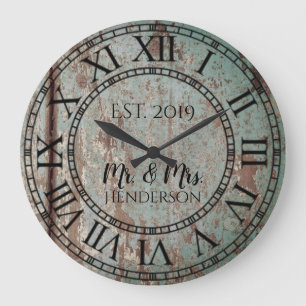 Grande Horloge Ronde Vintage Rustic Shabby Chic Distressed Antique