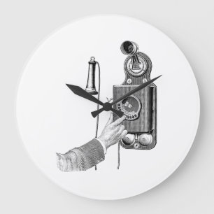 Grande Horloge Ronde Vintage Telephone Illustration Phone Retro Phones