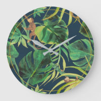 Vintage Tropical Jungle Monkey Round Clock