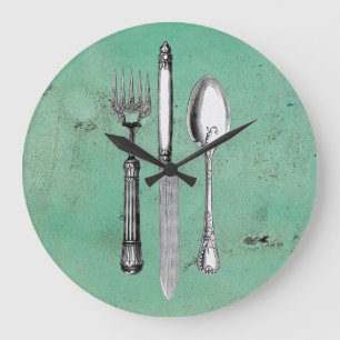 Grande Horloge Ronde Vintage Utensil Art