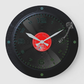 Grande Horloge Ronde Vinyl Vibes Retro Wall Clock