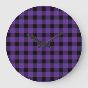 Grande Horloge Ronde Violet Buffalo Country Lumberjack Plaid
