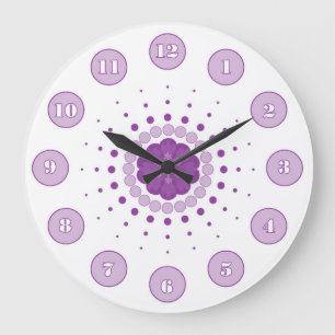 Grande Horloge Ronde Violet et Blanc Faites un Tour en Rond Numéroté