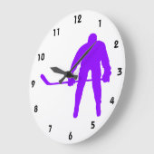 Grande Horloge Ronde Violet violet de hockey sur glace (Angle)