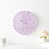 Grande Horloge Ronde Violet Violet Lavande Parties scintillant gris chi (Maison)