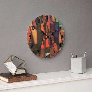 Grande Horloge Ronde Violon et Guitare de Juan Gris, Art Cubiste Vintag