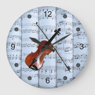 Grande Horloge Ronde Violon ~ Partition roulée ~ Arrière - plan de tein