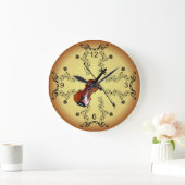 Grande Horloge Ronde Violon ~ Scroll musical ~ Arrière - plan d'or ~ (Maison)
