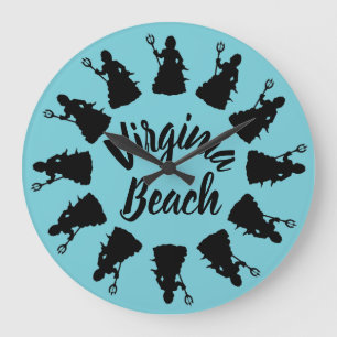 Grande Horloge Ronde Virginia Beach, VA Statue Neptune Océan Nautique