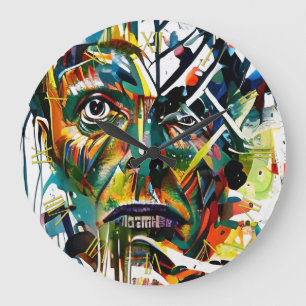 Grande Horloge Ronde Visage Abstrait d'un alien