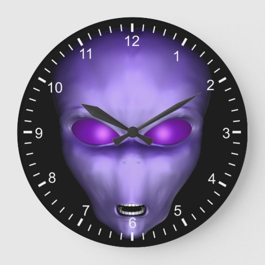 Grande Horloge Ronde Visage Alien pourpre (Recto)