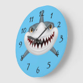 Grande Horloge Ronde Visage Animé de requin (Angle)