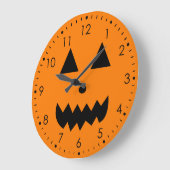 Grande Horloge Ronde Visage de citrouille orange Halloween (Angle)