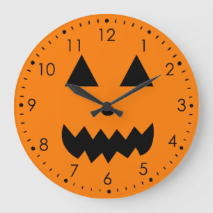 Grande Horloge Ronde Visage de citrouille orange Halloween