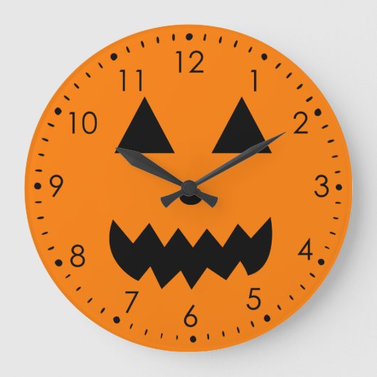 Grande Horloge Ronde Visage de citrouille orange Halloween (Recto)