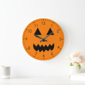 Grande Horloge Ronde Visage de citrouille orange Halloween (Maison)