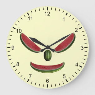 Grande Horloge Ronde Visage drôle de pastèques