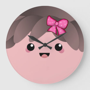 Grande Horloge Ronde Visage heureux mignon kawaii poupée de dessin anim