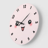 Grande Horloge Ronde Visage Mignon Kawaii Rose (Angle)