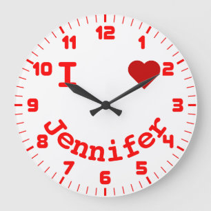 Grande Horloge Ronde Visage souriant Personnalisé I Coeur