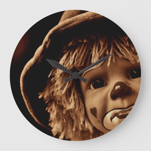 Grande Horloge Ronde Visage triste de poupée de clown (Recto)