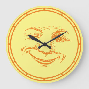 Grande Horloge Ronde Visage vintage de la lune souriante