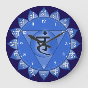 Grande Horloge Ronde Vishuddha Chakra Blue Petals & Sanskrit Vowels