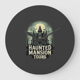 Grande Horloge Ronde Visite de la Maison Hantée Vintage Halloween Vecte